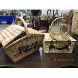 FORTNUM & MASON WICKER HAMPER, TRUG AND ANOTHER HAMPER (3)