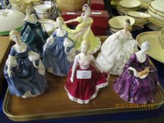 SEVEN ROYAL DOULTON FIGURINES TO INCLUDE JANINE, HILARY, FIONA, NINETTE, CHARLOTTE AND MY LOVE