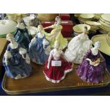 SEVEN ROYAL DOULTON FIGURINES TO INCLUDE JANINE, HILARY, FIONA, NINETTE, CHARLOTTE AND MY LOVE