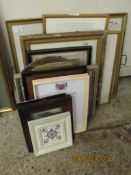 GROUP OF MIXED PRINTS, PICTURES, MIRROR ETC