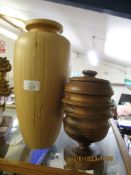 GOOD QUALITY SIGNED TREEN VASE BY R CHAPMAN AND A FURTHER BOWL BY TIM PLUNKETT (2)