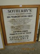 FRAMED SOTHERBY'S AUCTION ADVERTISING POSTER