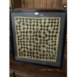 FRAMED EASTERN CHEQUER TYPE WOOL WORK