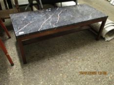 GOOD QUALITY RECTANGULAR MARBLE TOP COFFEE TABLE WITH MAHOGANY FRAME