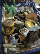 CRATE CONTAINING MIXED ORNAMENTS, GLASS WARE ETC