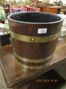 OAK CIRCULAR AND BRASS BOUND BUCKET