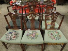 SET OF SIX EMBROIDERED SEAT DINING CHAIRS AND TWO OTHERS (8)