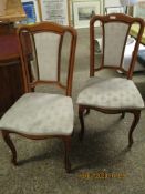 TEAK SET OF FOUR DINING CHAIRS WITH CREAM UPHOLSTERED SEAT AND BACK