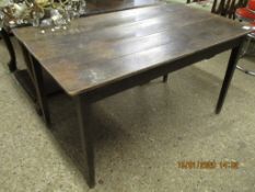 18TH CENTURY OAK FOUR PLANK TOP RECTANGULAR SIDE TABLE ON TAPERING SQUARE LEGS