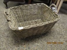 GOOD QUALITY WICKER TWO-HANDLED BASKET