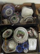 TWO BOXES OF MIXED RIBBON EDGED PLATES, PART MINTONS FLORAL DINNER WARES ETC (2)