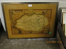 REPRODUCTION FRAMED MAP OF NORFOLK