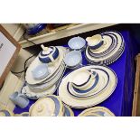 QUANTITY OF MIXED BLUE AND WHITE WARES TO INCLUDE BLUE RIMMED PLATES, PRINTED WARES ETC