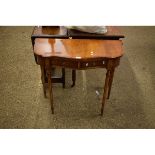 REPRODUCTION YEW WOOD SIDE TABLE ON FLUTED LEGS