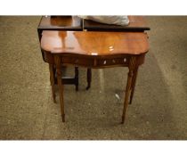 REPRODUCTION YEW WOOD SIDE TABLE ON FLUTED LEGS