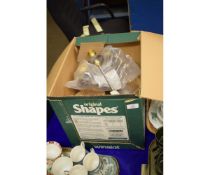 BOX CONTAINING ASSORTED LIGHT SHADES, A SIDE LAMP ETC