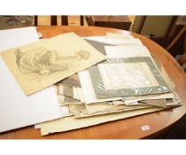 FOLDER CONTAINING MIXED ETCHINGS, DRAWINGS, MAPS ETC