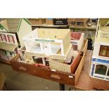 TWO BOXES CONTAINING MIXED DOLLS HOUSE EQUIPMENT, PART BUILDINGS ETC