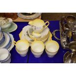 GOOD QUALITY SHELLEY PART TEA SET TO INCLUDE PLATES, SIX CUPS AND SAUCERS AND A CREAM JUG