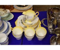 GOOD QUALITY SHELLEY PART TEA SET TO INCLUDE PLATES, SIX CUPS AND SAUCERS AND A CREAM JUG