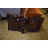TWO 19TH CENTURY CONTINENTAL OAK PANELLED DOORS WITH CARVED CHERUB DECORATIONS ETC (2)