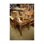 BEECHWOOD FRAMED SQUARE TOP CAFÉ TYPE TABLE AND ONE FURTHER (DISMANTLED) AND A STOOL (3)