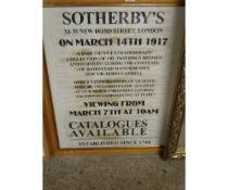 FRAMED SOTHERBY'S AUCTION ADVERTISING POSTER