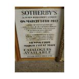 FRAMED SOTHERBY'S AUCTION ADVERTISING POSTER