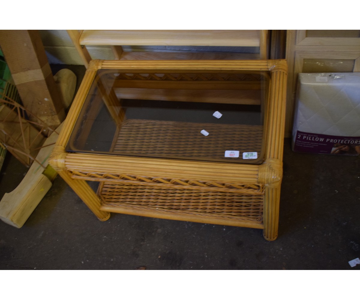 BAMBOO FRAMED GLASS TOPPED COFFEE TABLE