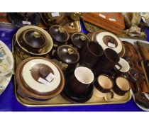 QUANTITY OF 1970S BROWN GLAZED TEA/DINNER WARES TO INCLUDE DENBY TUREENS ETC