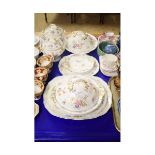 19TH CENTURY FLORAL PAINTED AND GILDED PART DINNER WARES ETC