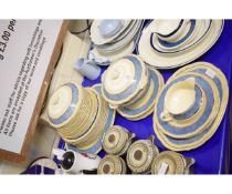 QUANTITY OF ALFRED MEAKIN MORA BLUE AND GILDED RIM PART DINNER WARES TO INCLUDE GRADUATED SET OF