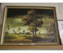 OIL ON CANVAS OF A COUNTRY SCENE BY F VAN LOO