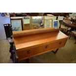 RETRO TEAK POSSIBLY G-PLAN MIRRORED BACK SIDEBOARD WITH THREE DRAWERS OVER THREE CUPBOARD DOORS WITH