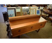 RETRO TEAK POSSIBLY G-PLAN MIRRORED BACK SIDEBOARD WITH THREE DRAWERS OVER THREE CUPBOARD DOORS WITH