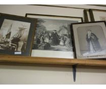 VINTAGE PHOTOGRAPH OF SHIPS TOGETHER WITH A FURTHER PRINT “THE VILLAGE PASTOR” AND ONE OTHER (3)