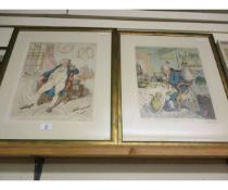 TWO GILT FRAMED COLOURED VICTORIAN TYPE PRINTS