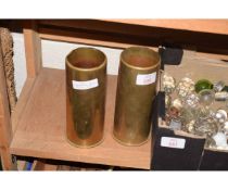 TWO BRASS SMALL ARTILLERY SHELLS