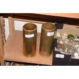 TWO BRASS SMALL ARTILLERY SHELLS