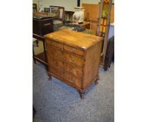 GOOD QUALITY MAHOGANY AND BANDED MUSIC CABINET FORMED AS A FAUX CHEST OF DRAWERS RAISED ON PAD FEET