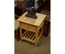 LIGHT OAK SINGLE DRAWER SIDE TABLE WITH OPEN SHELF