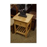 LIGHT OAK SINGLE DRAWER SIDE TABLE WITH OPEN SHELF