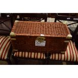 WICKER ORIENTAL TYPE STORAGE BASKET TOGETHER WITH TWO EASTERN DECORATIVE PUPPETS