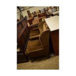 PAIR OF BROWN VELOUR MODERN FIRESIDE WING CHAIRS