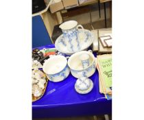 VICTORIAN BLUE FLORAL STYLISED SIX PIECE WASH BOWL SET