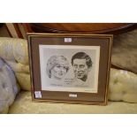 FRAMED PRINT OF THE ROYAL WEDDING AT ST PAUL’S CATHEDRAL OF THE PRINCE OF WALES AND LADY DIANA