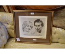 FRAMED PRINT OF THE ROYAL WEDDING AT ST PAUL’S CATHEDRAL OF THE PRINCE OF WALES AND LADY DIANA