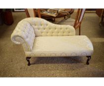 MODERN SMALL CREAM UPHOLSTERED CHAISE LONGUE