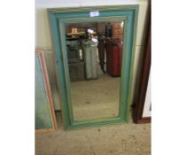 GREEN PAINTED RECTANGULAR WALL MIRROR