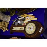 GROUP CONTAINING A BAROMETER, BONE HANDLED KNIVES ETC